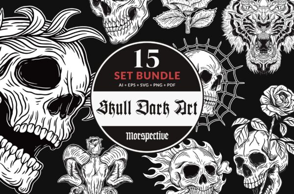 15 Set Bundle Dark Art Skull Bone