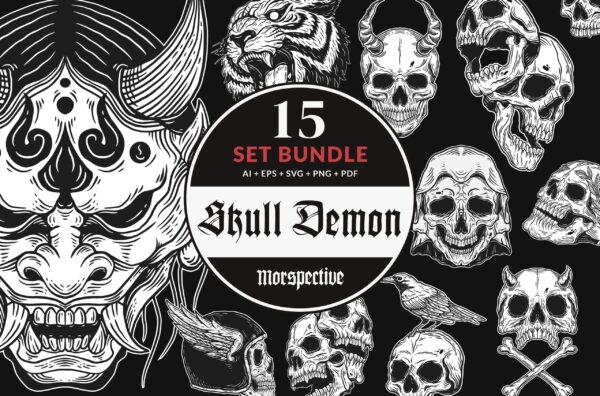 15 Set Bundle The Dark Skull Art