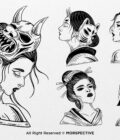 10 Set Japanese Geisha Mask Girl - Image 3