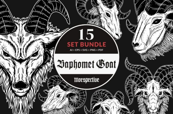 15 Bundle Dark Baphomet Head Occult Tattoo Satanic