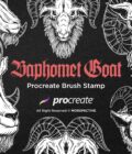 15 Baphomet Head Satanic Tattoo Dark Procreate Brushes