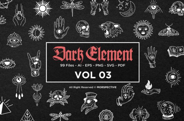99 Dark Element Art tattoo mystic line