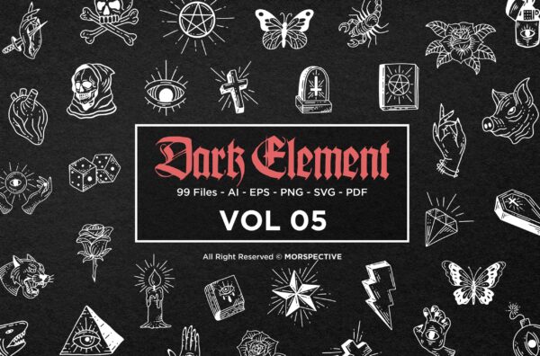 99 Dark Element Gothic Tattoo Skull Art