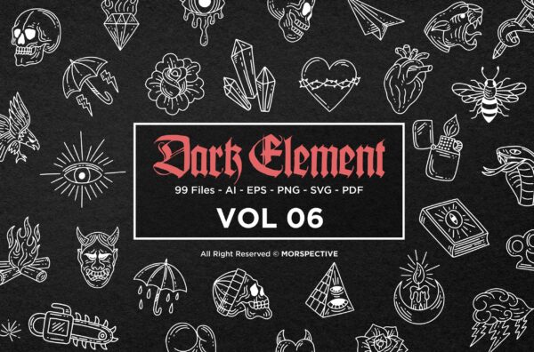 99 Dark Element silhouette Symbol Tattoo