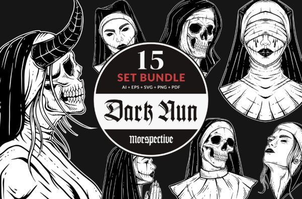 15 Bundle Dark Nun Prayer Girl Skull Horror Ghost