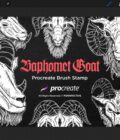 15 Baphomet Head Satanic Tattoo Dark Procreate Brushes - Image 3