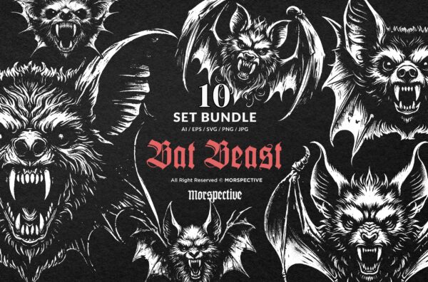 10 Bundle Dark Art Bat Beast with Wings