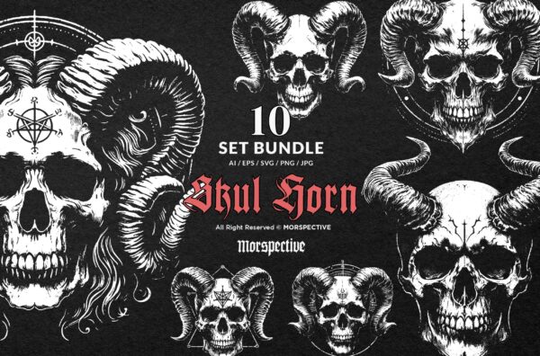 10 Bundle Dark Art Skull Demon Baphomet