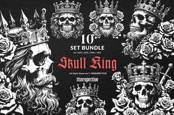 10 Bundle Dark Art Skull King Crown