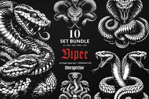 10 Bundle Dark Art Viper Snakes Cobra