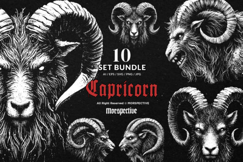 10 Bundle Dark Art Capricorn Goat Zodiac