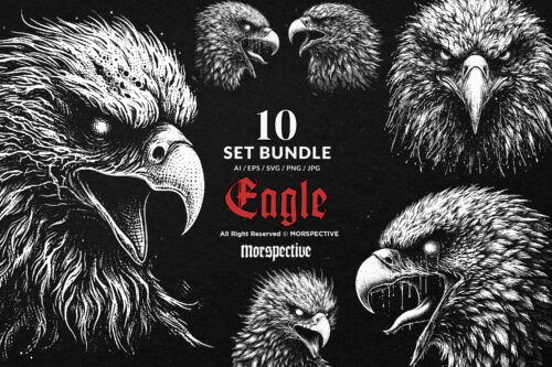 10 Bundle Dark Art Eagle Bird Head