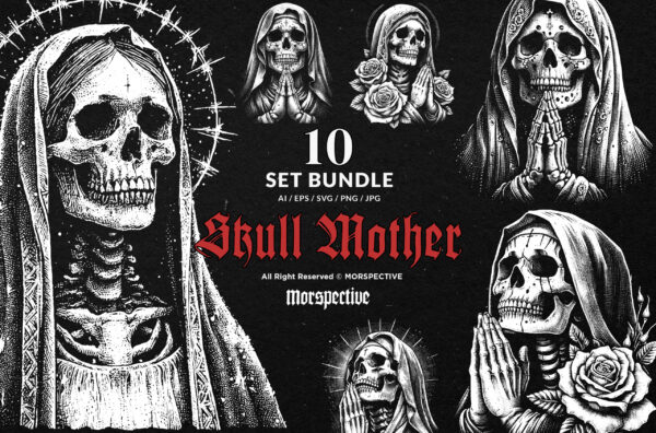 10 Bundle Dark Art Mother Skull