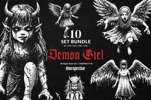 10 Bundle Dark Art Devil Girl