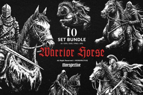 10 Bundle Dark Warrior Riding Horse