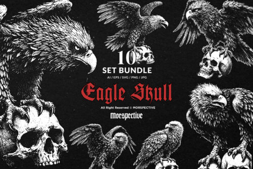 10 Bundle Dark Art Eagle with Skull