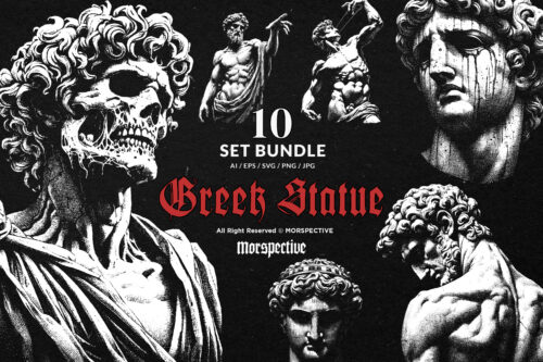 10 Bundle Dark Art Greek Roman Statue