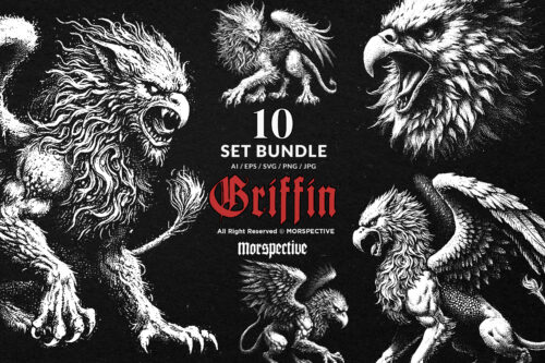 10 Bundle Dark Art Griffin Monster