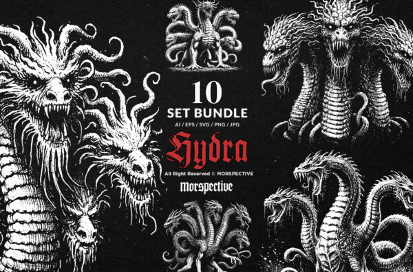 10 Bundle Dark Art Hydra Dragon Head