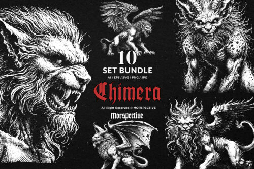 10 Bundle Dark Art Chimera Lion