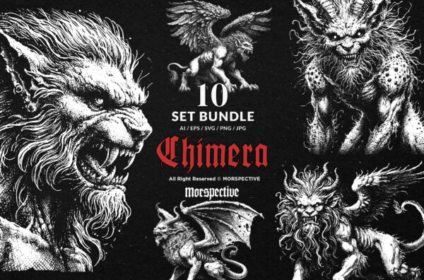 10 Bundle Dark Art Chimera Lion