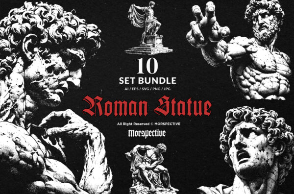 10 Bundle Dark Art Roman Statue