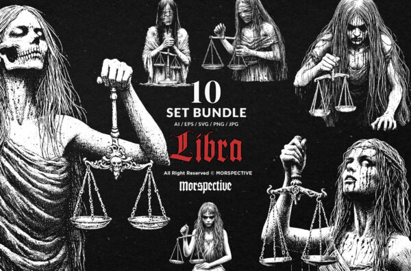 10 Bundle Dark Art Libra Women Zodiac