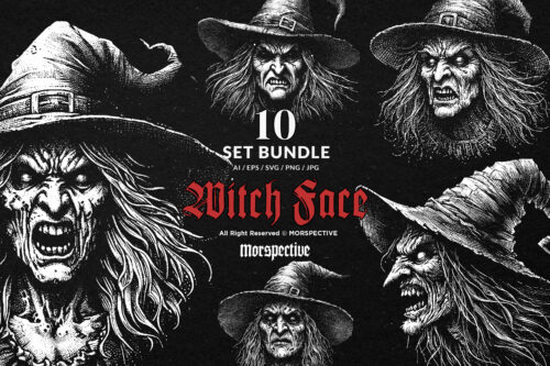 10 Bundle Dark Art Witch Head Women