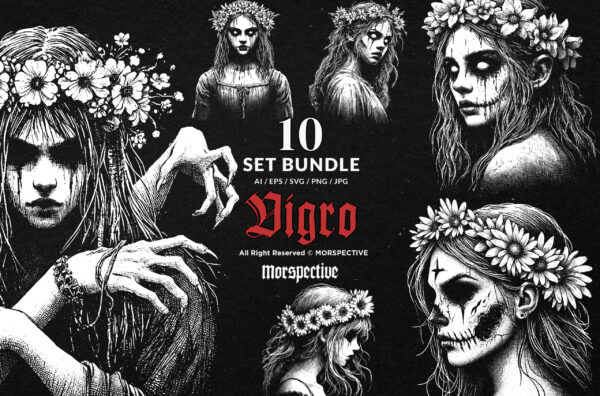 10 Bundle Dark Art Virgo Women Zodiac