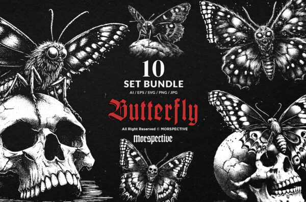 10 Bundle Dark Art Butterfly Insect