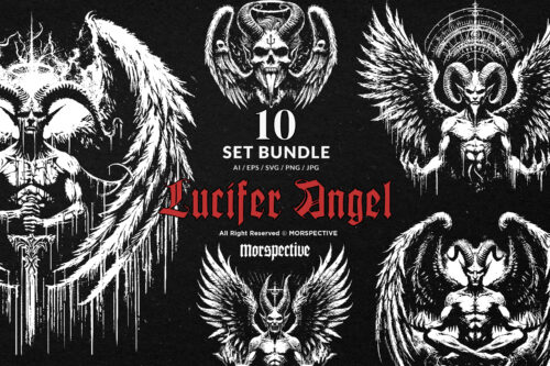 10 Bundle Dark Art Lucifer Fallen Angel