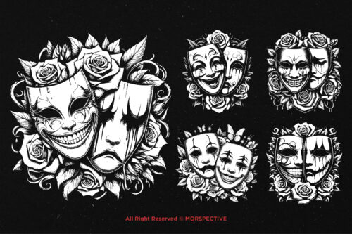 10 Bundle Dark Art Smile and Cry Mask - Image 3