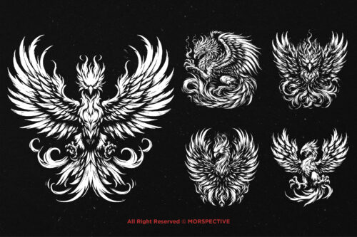 10 Bundle Dark Art Phoenix Flaming Bird - Image 3