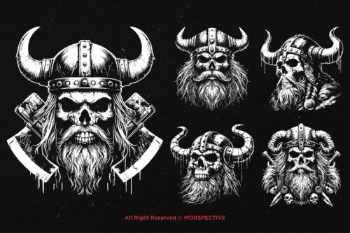 10 Bundle Dark Art Viking Skull Head - Image 3