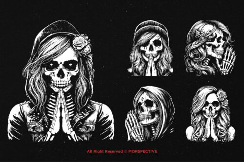 10 Bundle Dark Art Skull Girl Pray - Image 3