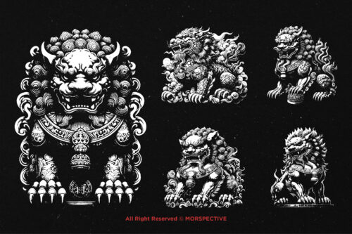 10 Bundle Dark Art Chinese Foo Dog Komainu - Image 3