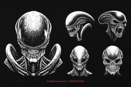 10 Bundle Dark Art Alien Head Ufo Monster - Image 3