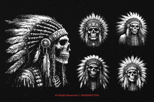 10 Bundle Dark Art Indian American Skull - Image 3