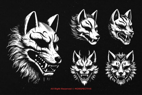 10 Bundle Dark Art Kitsune Mask Japanese - Image 3