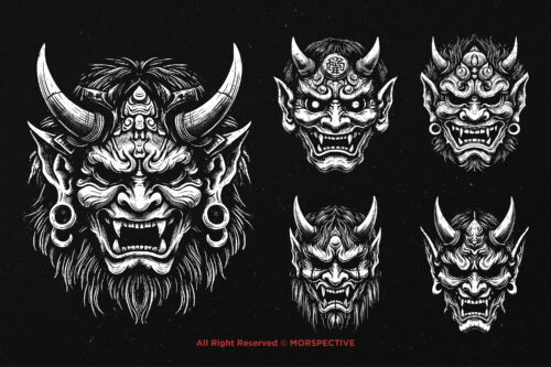 10 Bundle Dark Art Tengu Mask Hannya - Image 3