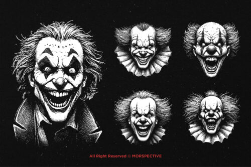 10 Bundle Dark Art Clown Scary Face - Image 3