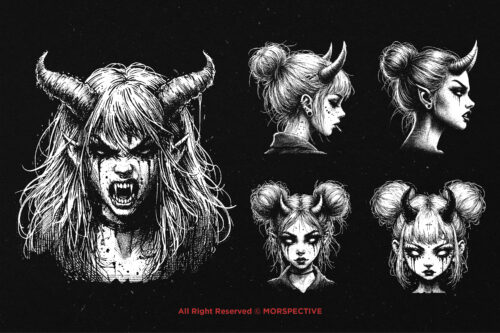 10 Bundle Dark Art Devil Girl Kids - Image 3