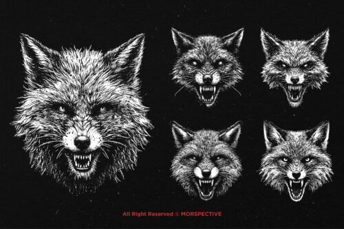 10 Bundle Dark Art Fox Face - Image 3