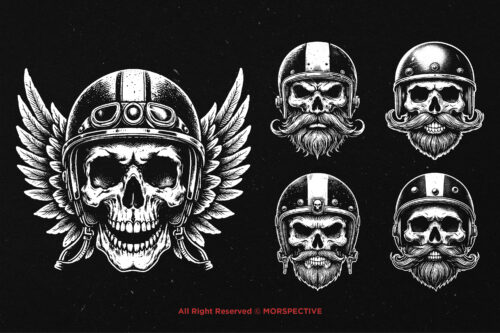 10 Bundle Dark Art Skull Head Biker - Image 3