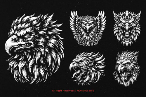 10 Bundle Dark Art Griffin Head Gryphon - Image 3