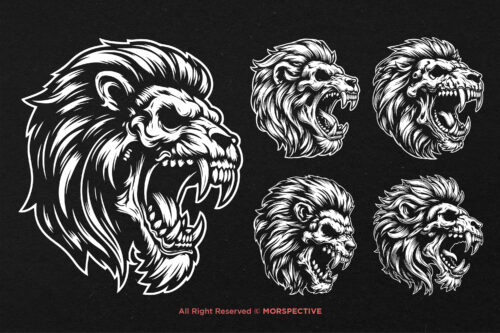 10 Bundle Dark Art Angry Lion Skull - Image 3