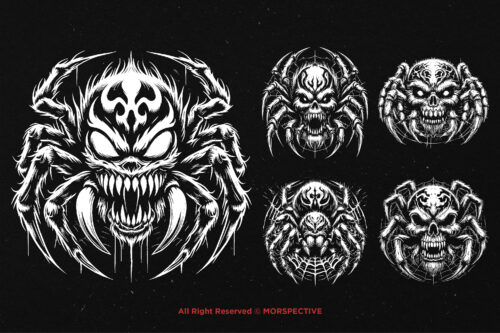 10 Bundle Dark Art Scary Spider Skull - Image 5