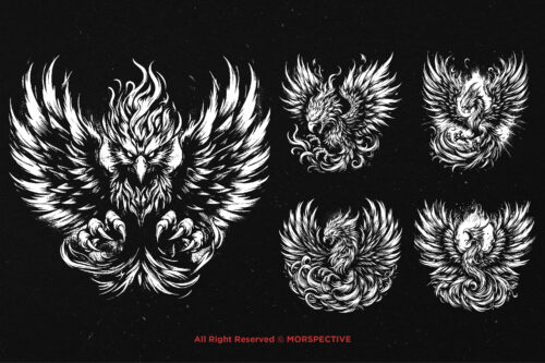 10 Bundle Dark Art Phoenix Flaming Bird - Image 5