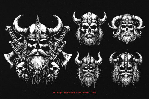 10 Bundle Dark Art Viking Skull Head - Image 5