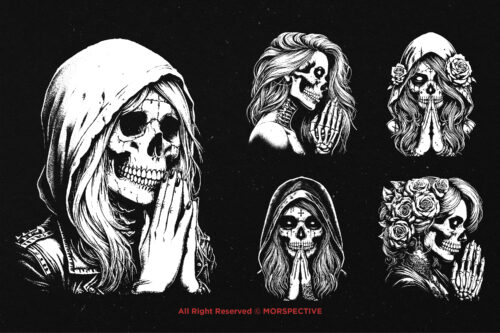 10 Bundle Dark Art Skull Girl Pray - Image 5